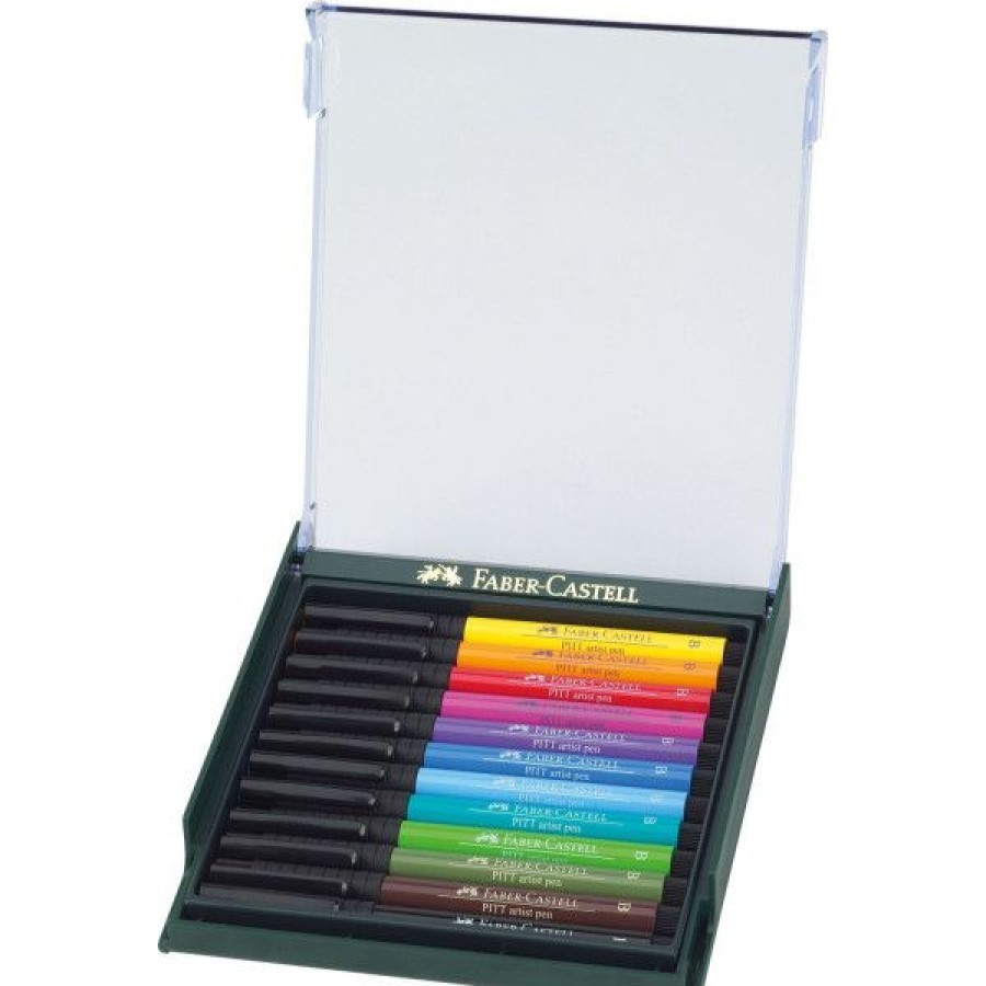 Dessin & Arts Graphiques Creastore Feutres | Set De 12 Feutres Artist Pen Pitt - Couleurs Basiques - Faber-Castell