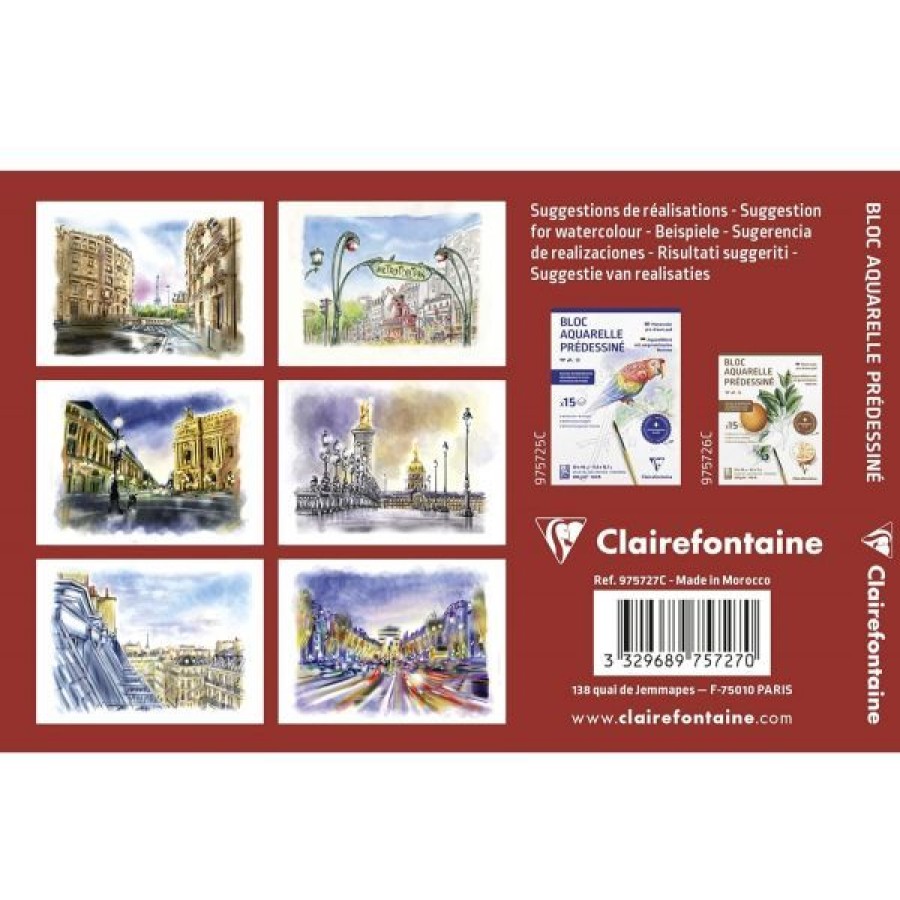 Papiers Creastore Papiers Peinture Aquarelle | Bloc Aquarelle Predessine 15X10Cm - Paris