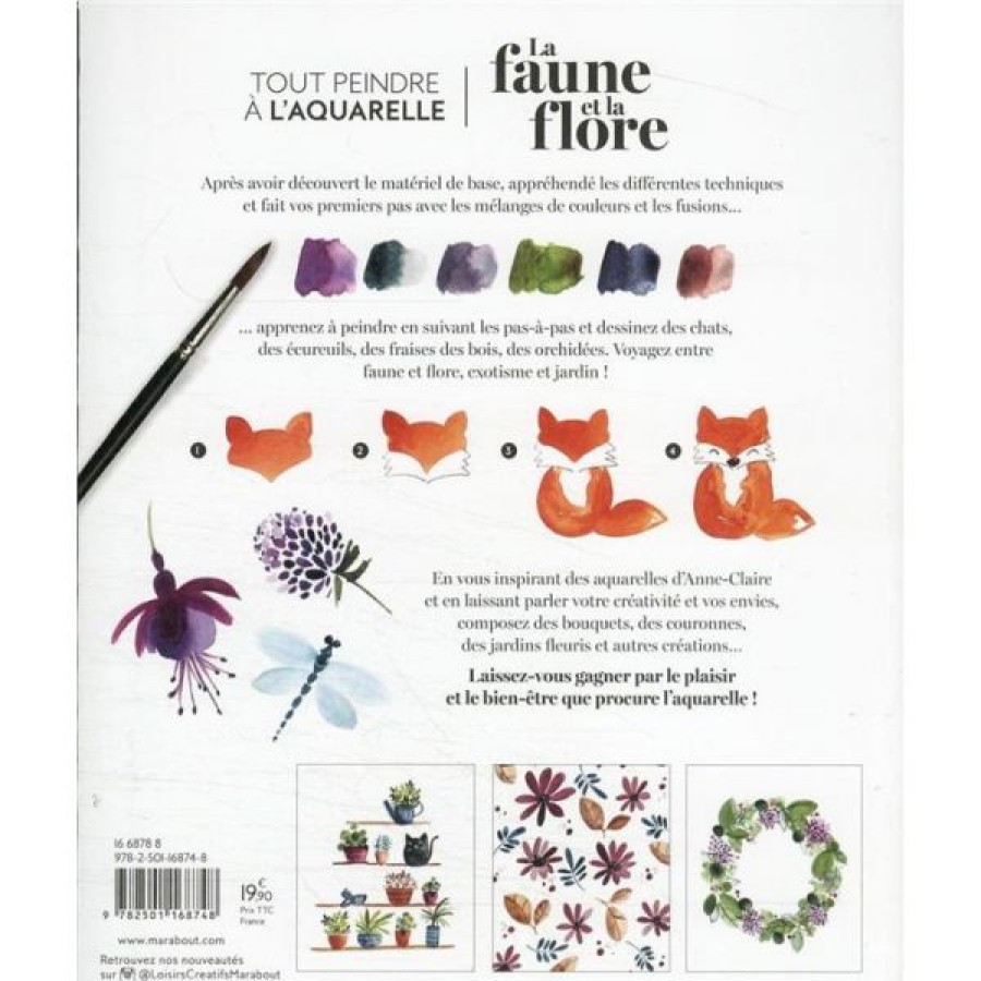 Peintures Creastore Livres Aquarelle | Livre La Faune Et La Flore A L'Aquarelle - Animaux, Bouquets & Autres Compositions