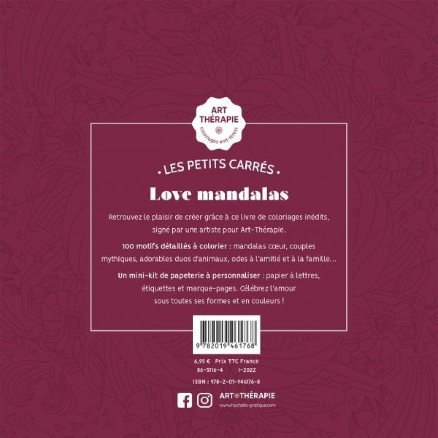 Loisirs Creatifs Creastore Livres Coloriage & Mandala | Love Mandalas 100 Motifs A Colorier - Livre