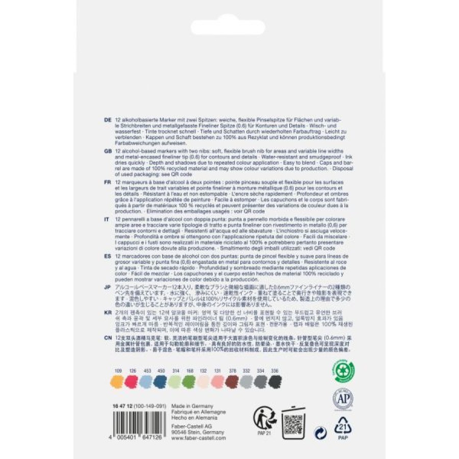 Dessin & Arts Graphiques Creastore Feutres | Set 12 Feutres A Alcool Goldfaber Sketch - Faber-Castell