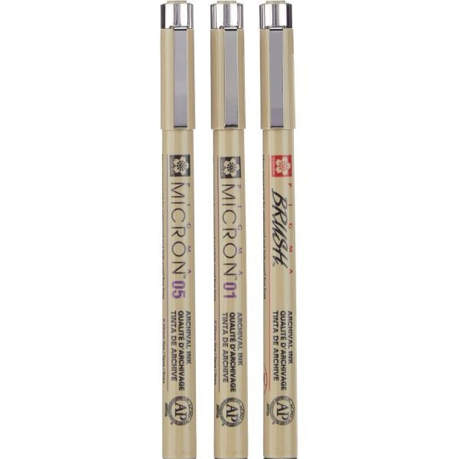 Dessin & Arts Graphiques Creastore Feutres | Set De 2 Feutre Pigma Micron + 1 Brush Offert
